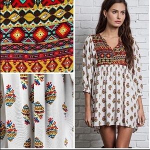 Umgee Printed Boho Peasant‎ Tunic Top - S